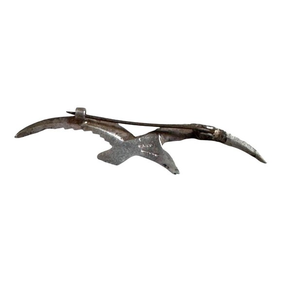 Vintage Pre Eagle Mexico Sterling Silver Seagull Bird Brooch Pin Argento 2.5" - Picture 2 of 5